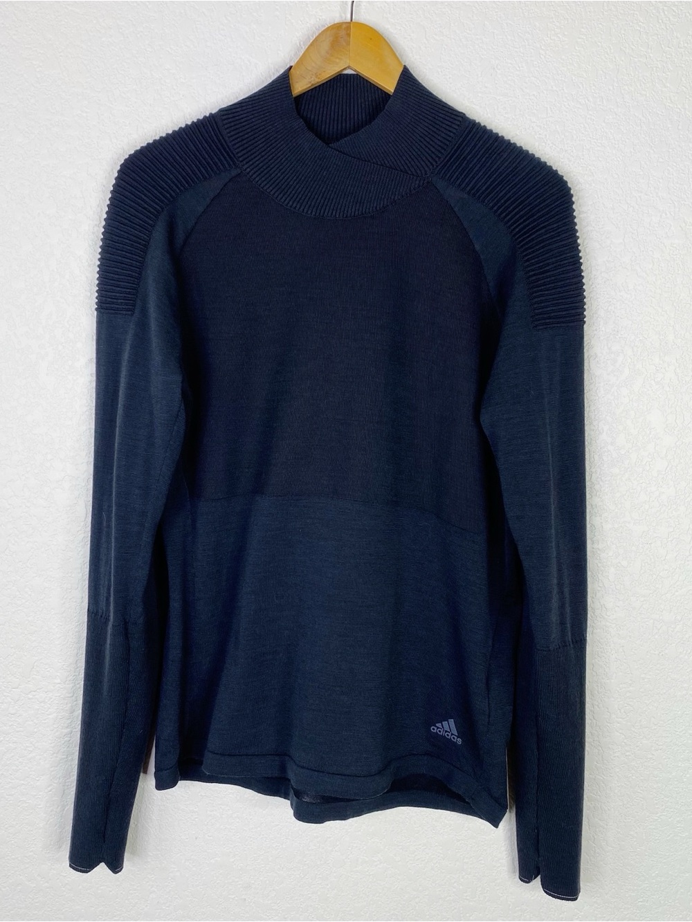 Adidas Black Energy Running Climaheat Merino Wool Blend Sweater Top